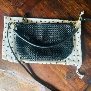 Clare V Petit Moyen Crossbody Bag Black Rattan